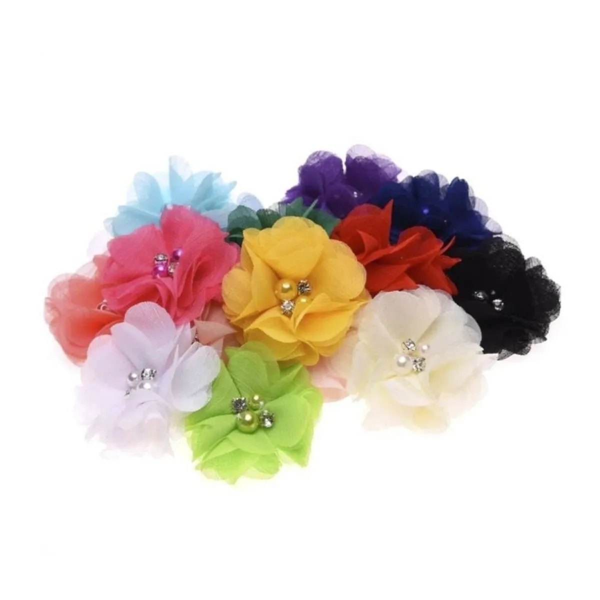 18pcs Artificial Fabric Flowers Hair Accessories Pearl Rhinestone DIY Flower Bouquet Flower Decorations