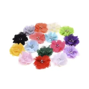 18pcs Artificial Fabric Flowers Hair Accessories Pearl Rhinestone DIY Flower Bouquet Flower Decorations