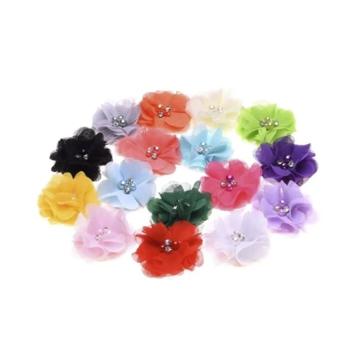 18pcs Artificial Fabric Flowers Hair Accessories Pearl Rhinestone DIY Flower Bouquet Flower Decorations