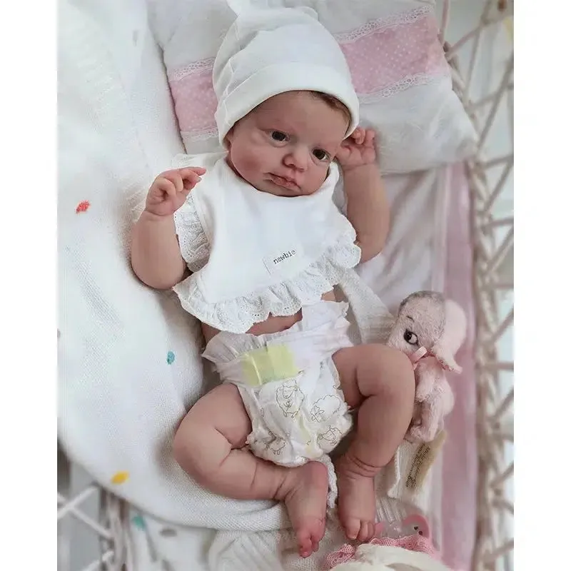 20-Inch Painted Reborn Doll Kit LouLou Awake with Blue Eyes, Rooted Hair, 3D Painted Skin