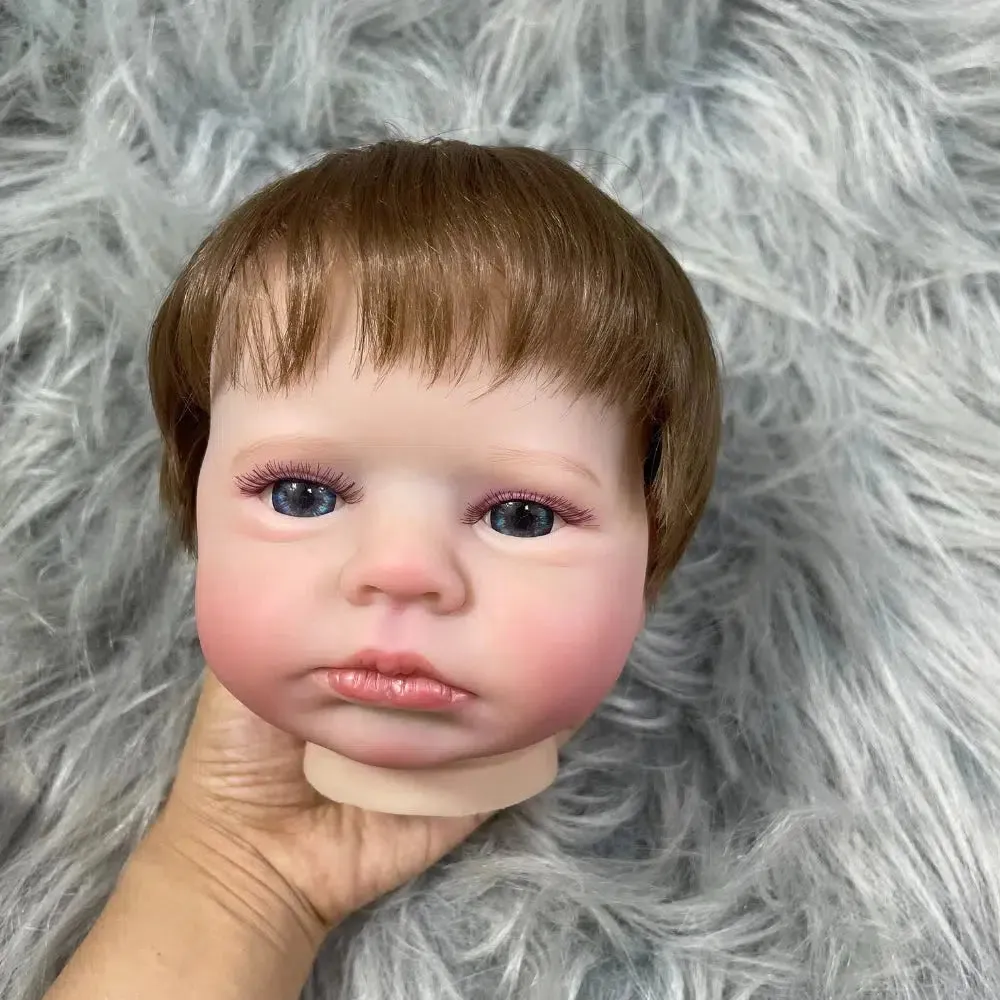 20-Inch Painted Reborn Doll Kit LouLou Awake with Blue Eyes, Rooted Hair, 3D Painted Skin