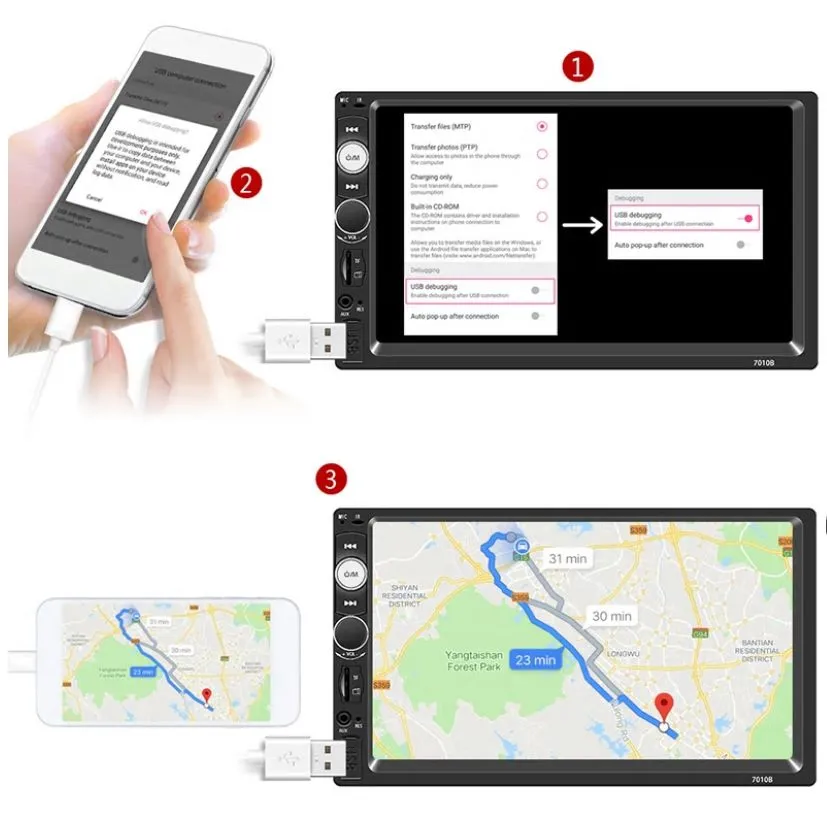 2DIN Car Stereo Bluetooth Rear View Camera Touchscreen USB SD cards