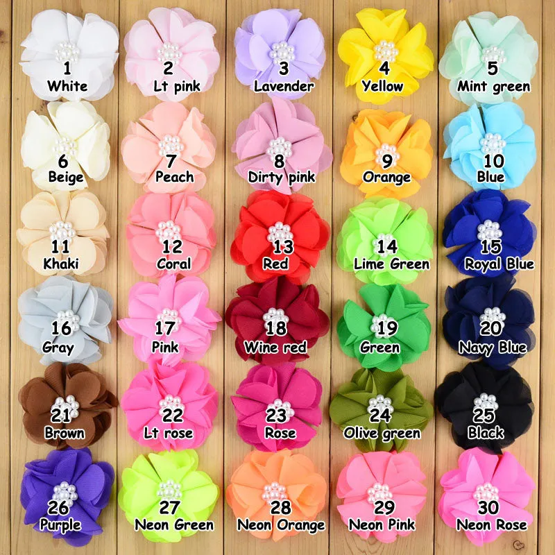3" Chiffon Scalloped Flower with Pearl Center