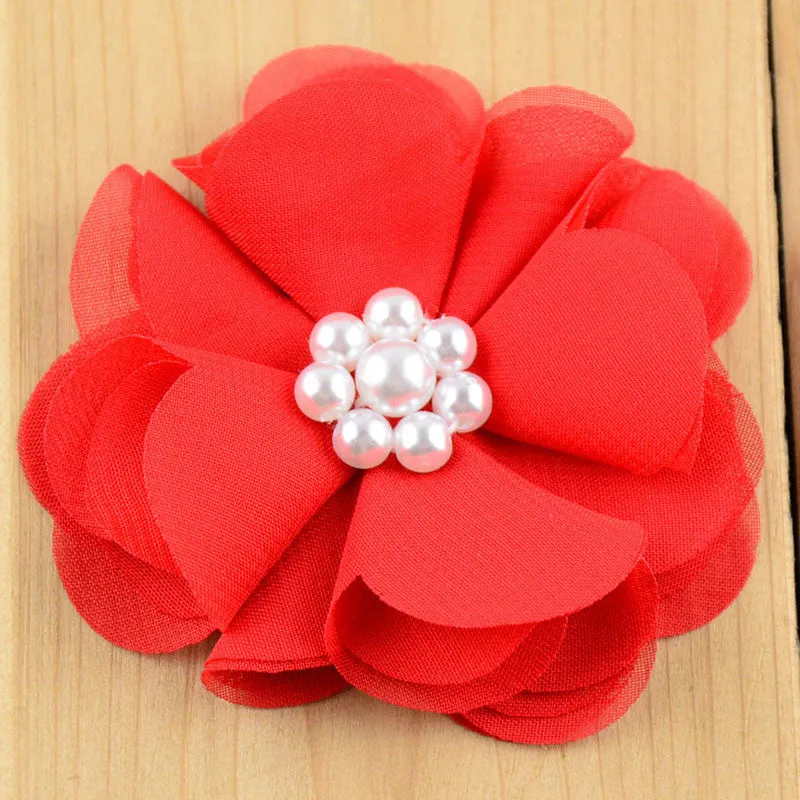3" Chiffon Scalloped Flower with Pearl Center