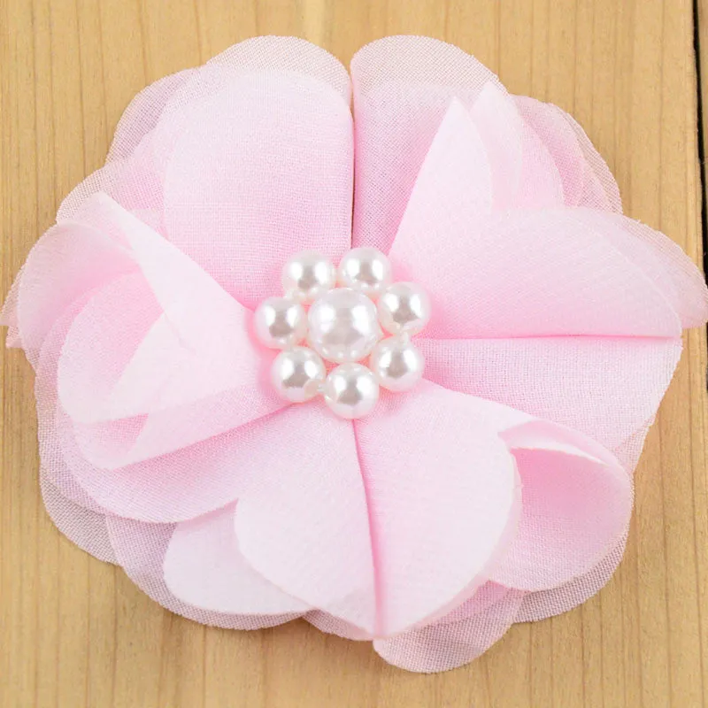 3" Chiffon Scalloped Flower with Pearl Center