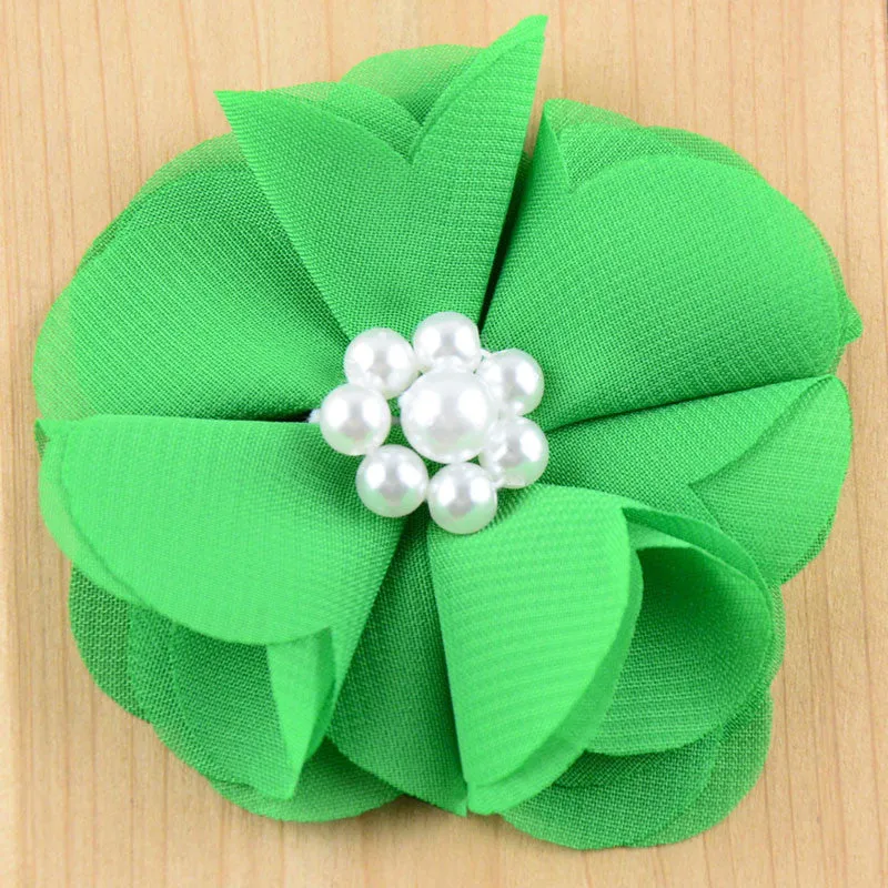 3" Chiffon Scalloped Flower with Pearl Center