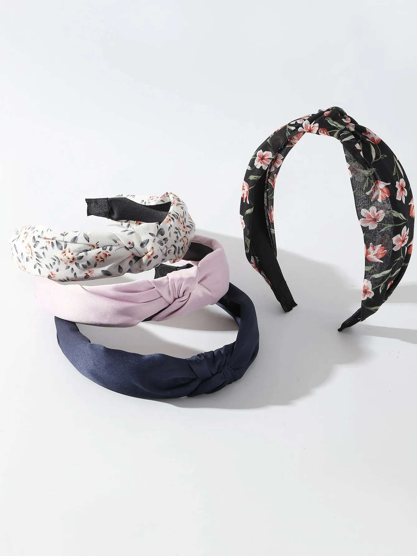 4pcs Flower Print Knot Hair Hoop