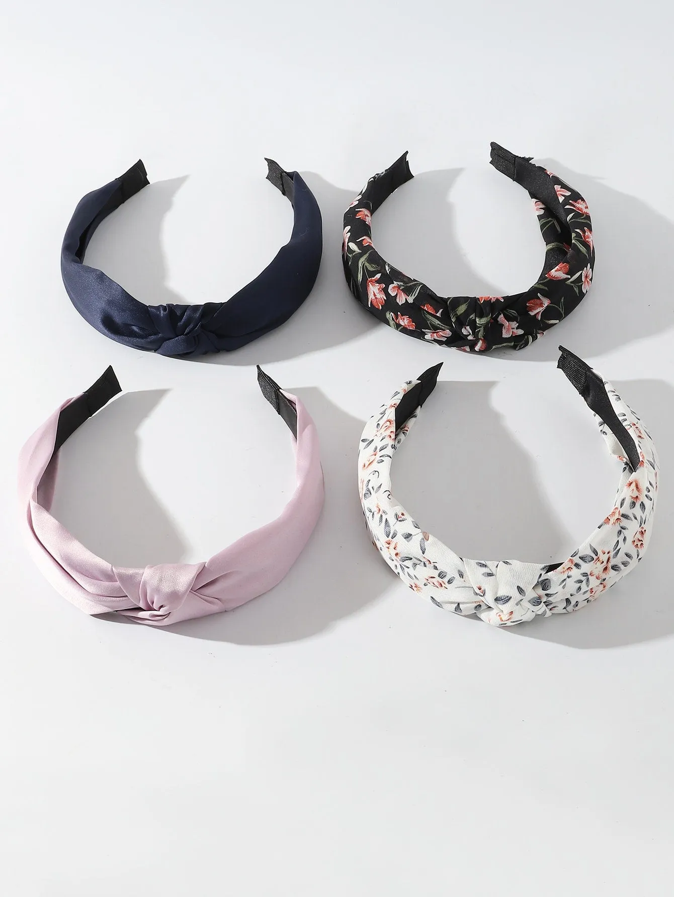 4pcs Flower Print Knot Hair Hoop