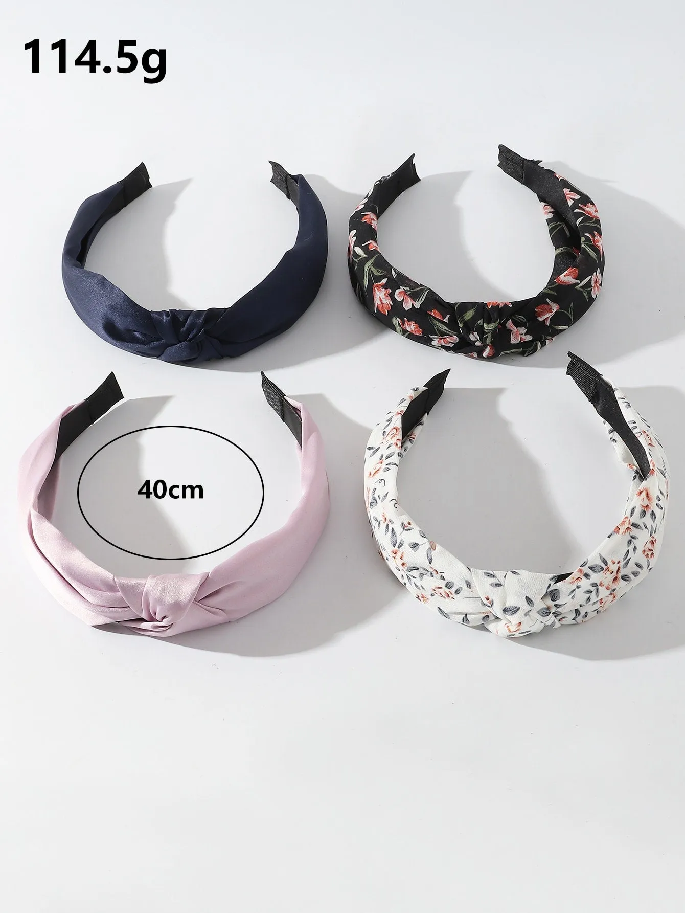 4pcs Flower Print Knot Hair Hoop