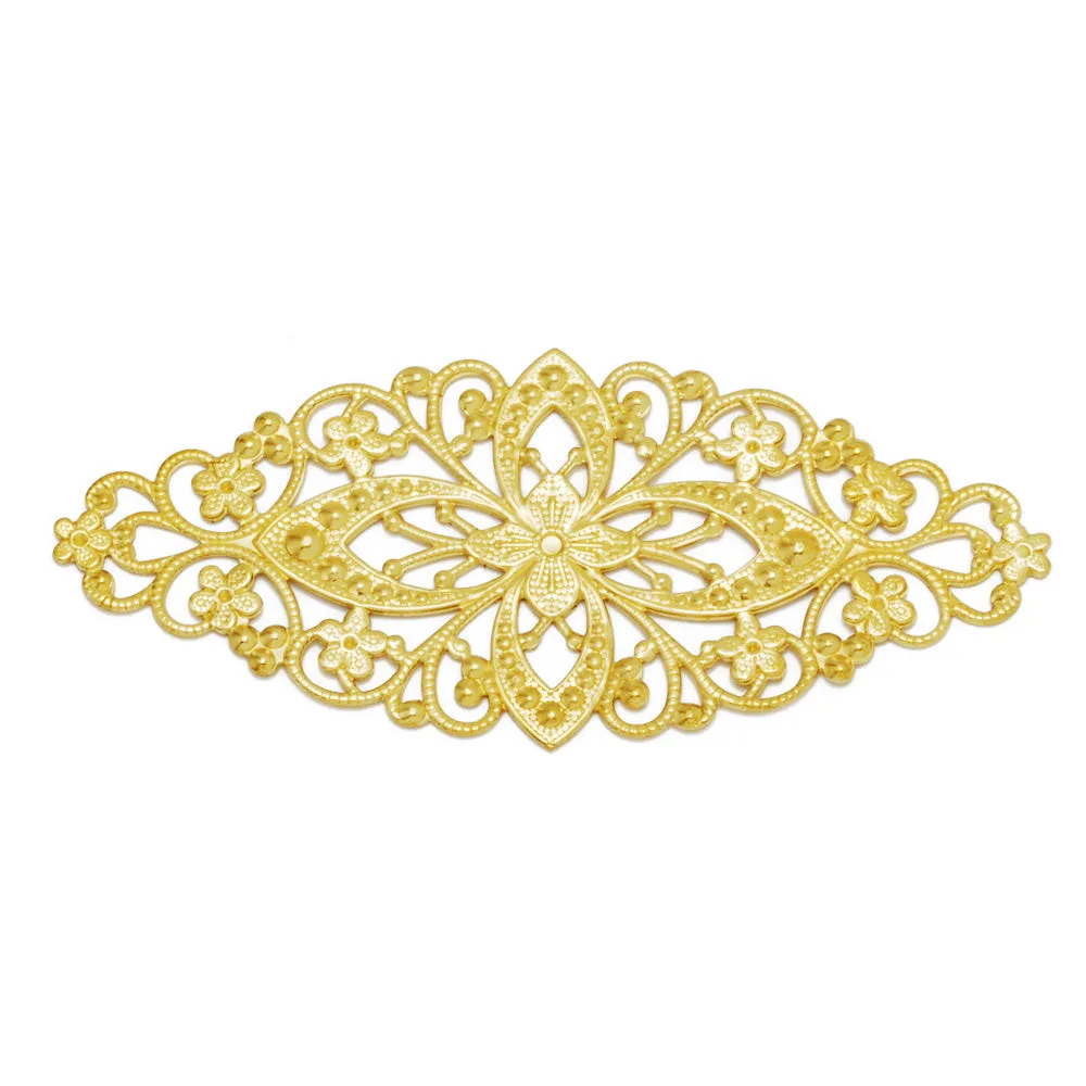 80*35mm Great Brass copper Huapian,DIY Copper Huapian Jewelry Accessories,Brass Hollow Filigree Flower Wraps Connectors,10PCS/lot