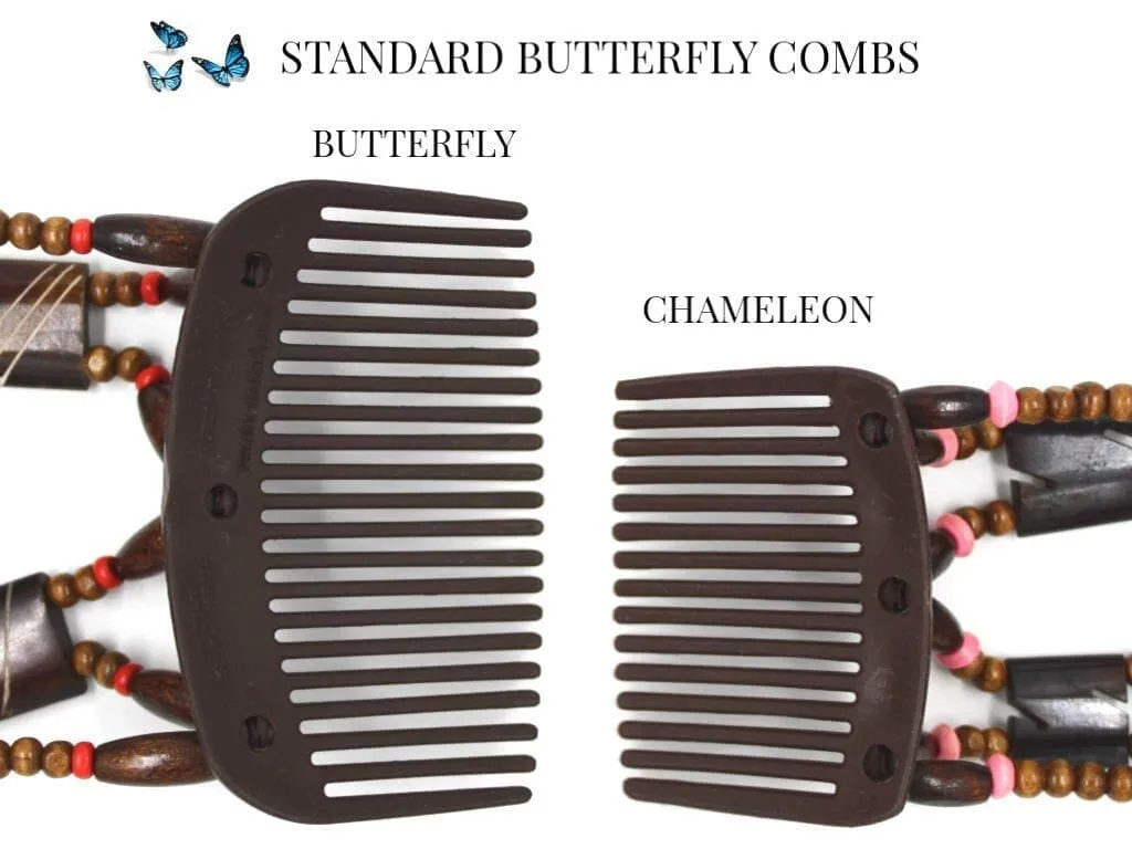 African Butterfly Chameleon Hair Comb - Beada Tube Clear 16