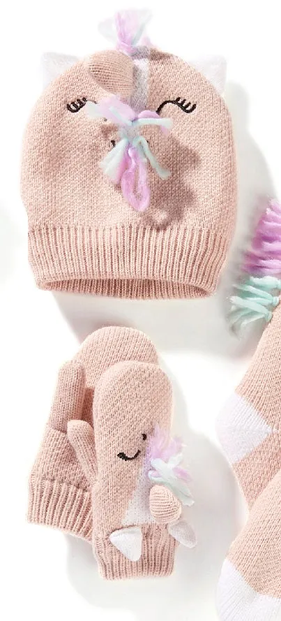 Animal Knit Hat & Mitts Set