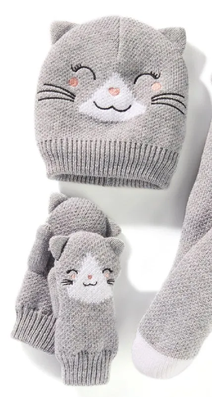 Animal Knit Hat & Mitts Set