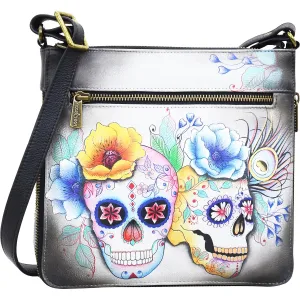 Anuschka Expandable Travel Crossbody Calaveras De Azucar Leather