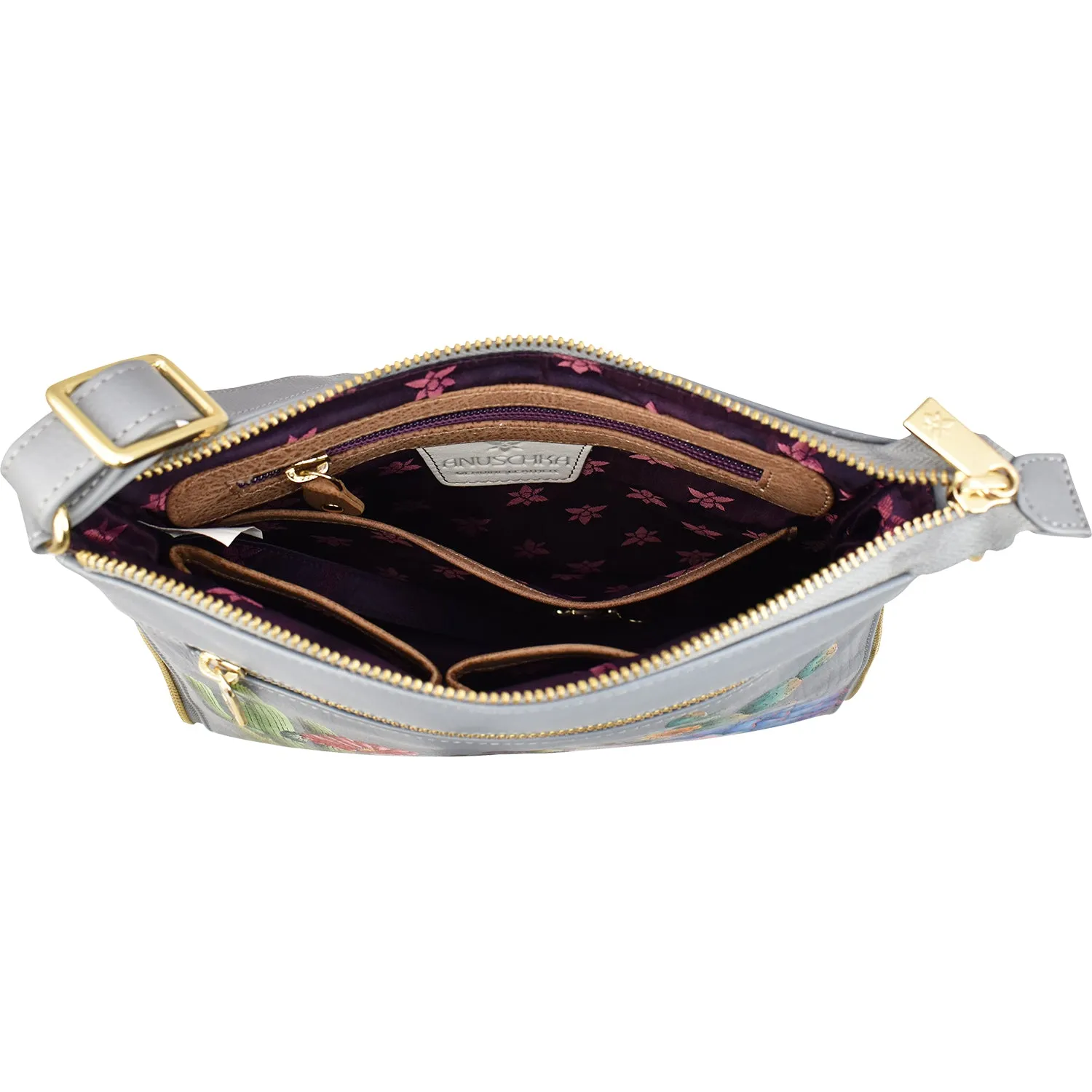 Anuschka Expandable Travel Crossbody Desert Garden Leather