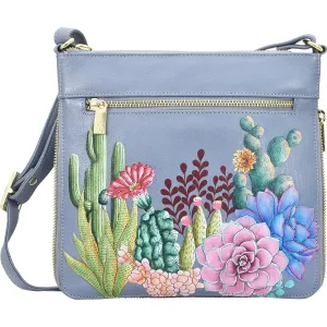 Anuschka Expandable Travel Crossbody Desert Garden Leather