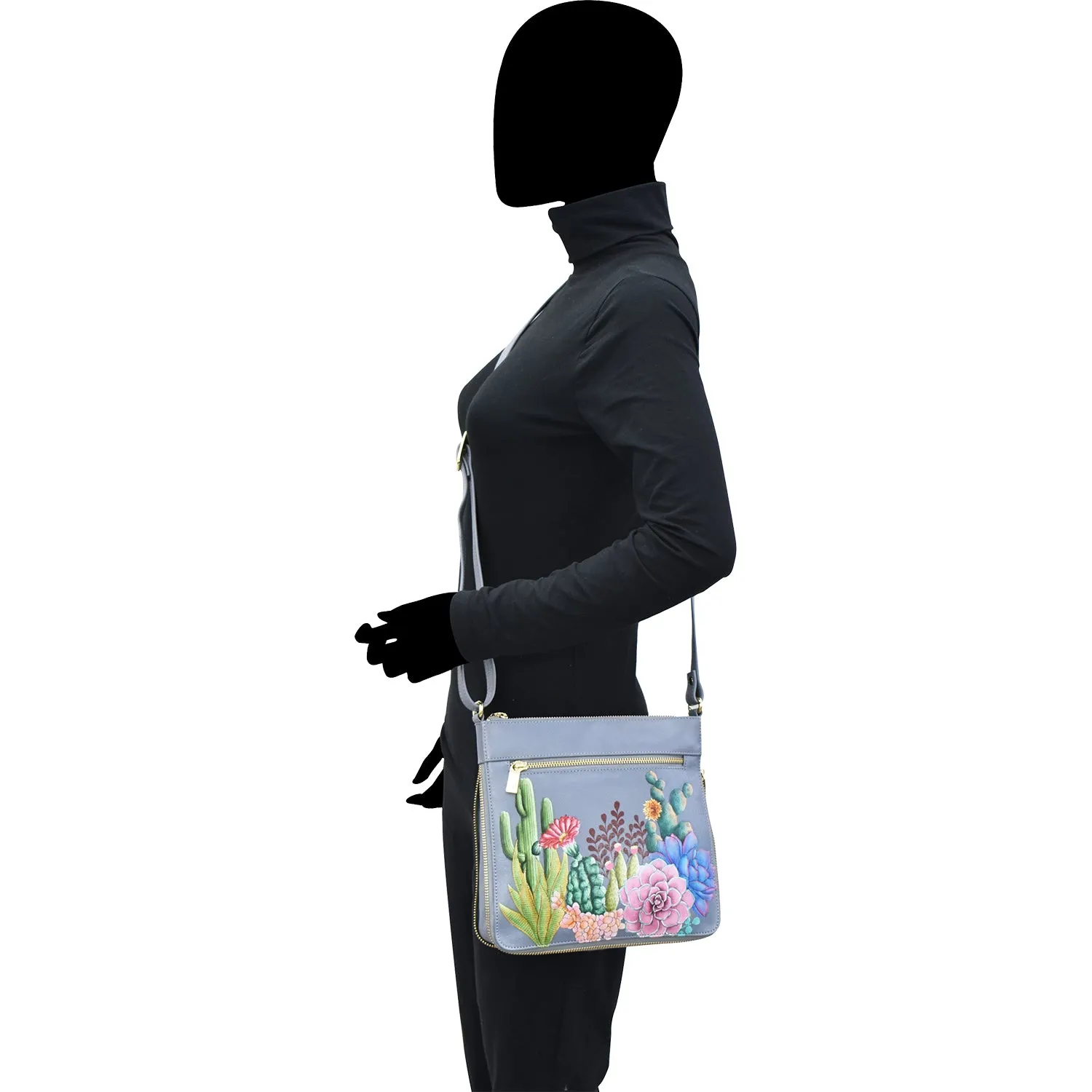 Anuschka Expandable Travel Crossbody Desert Garden Leather