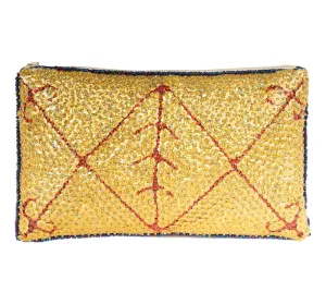 Ayizan Haitian Beaded Clutch - Gold and Red Larkin Lane