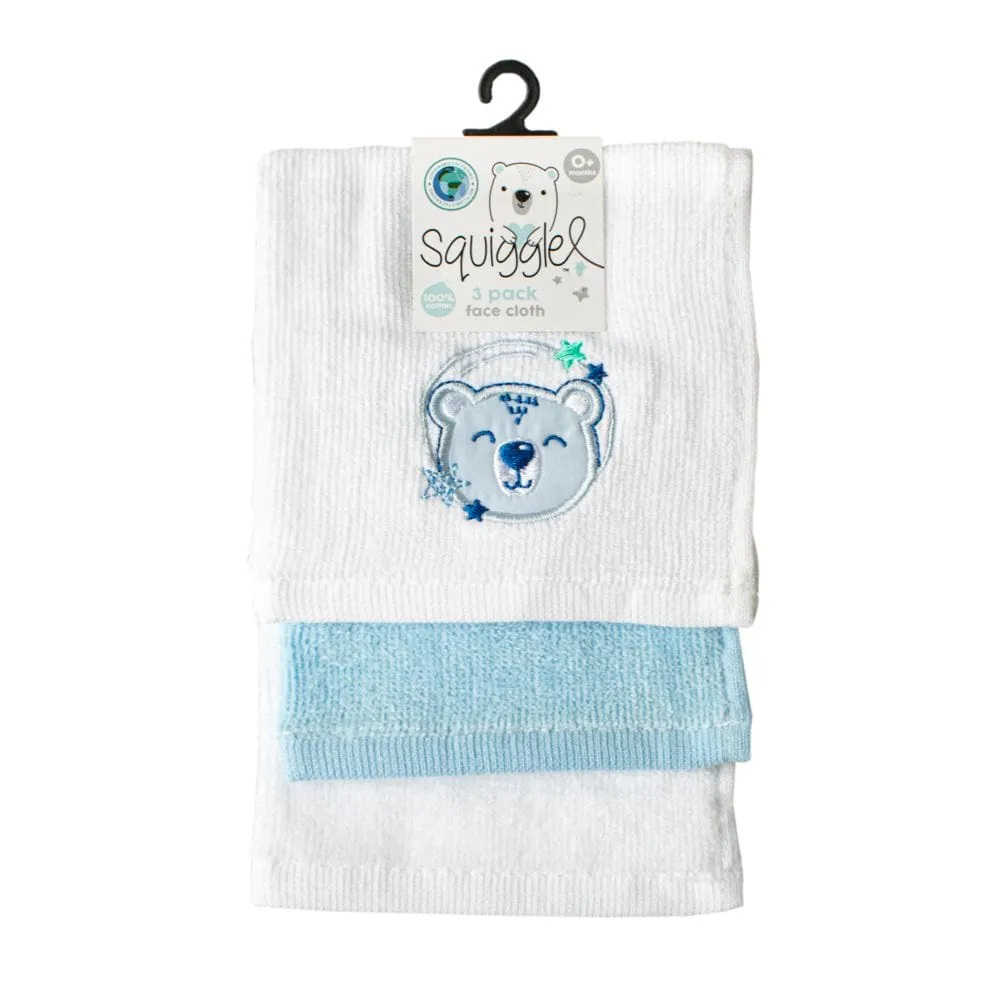 Baby 3 Pack Face Cloth Space Bear
