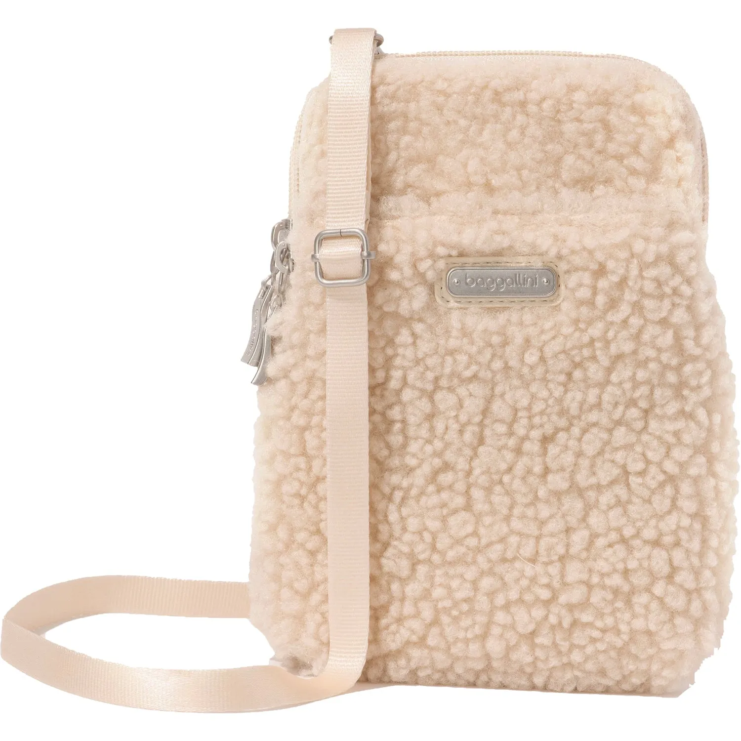Baggallini Take Two RFID Bryant Crossbody Light Beige Faux Shearling