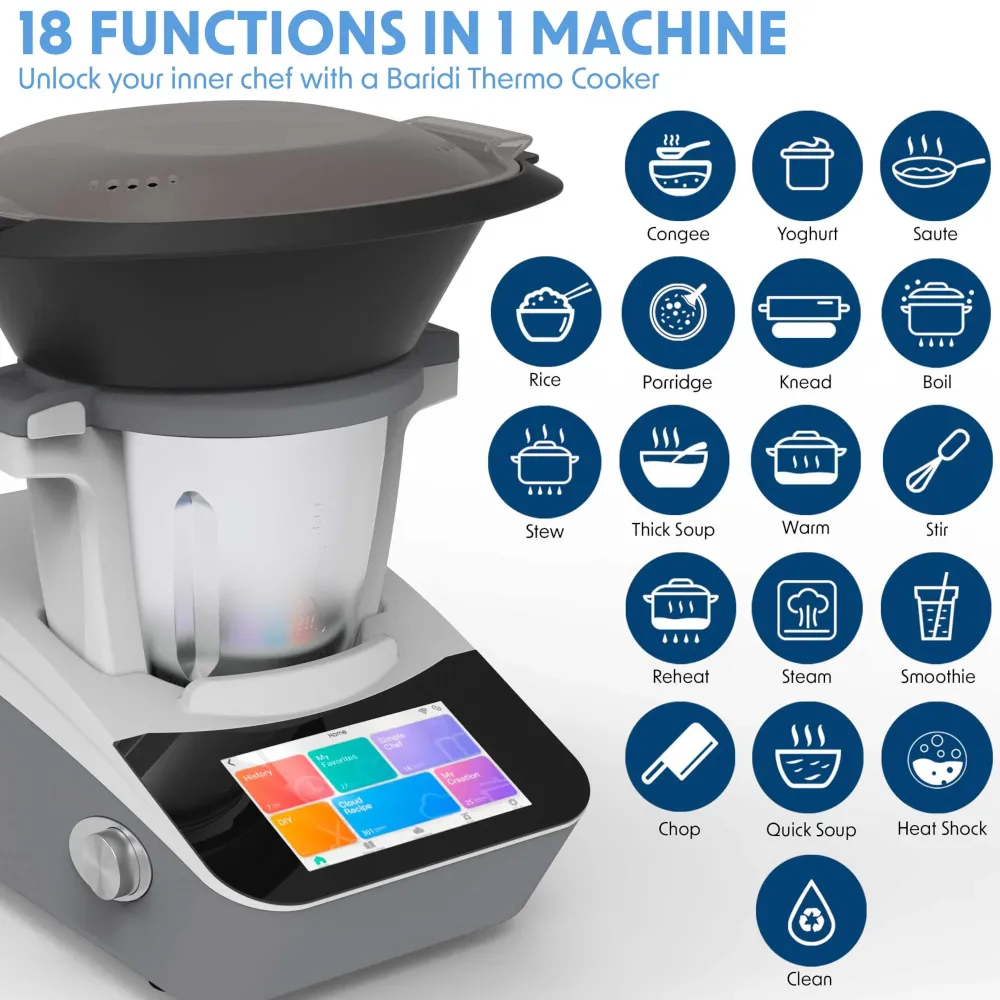 Baridi 3L All-in One Smart Thermo Cooker - Black/White - A