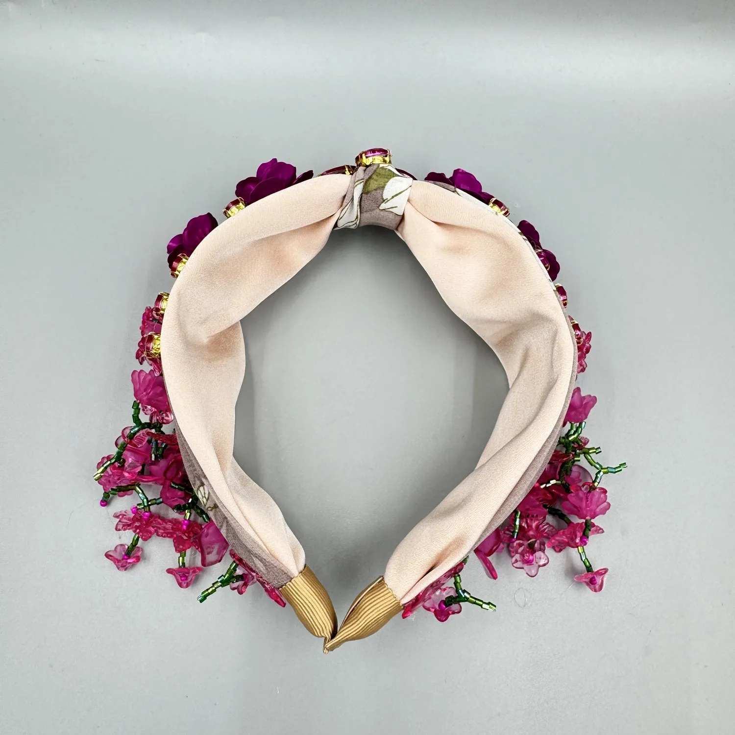 Beaded Crystal Tassel Flower Fabric Headband L4887