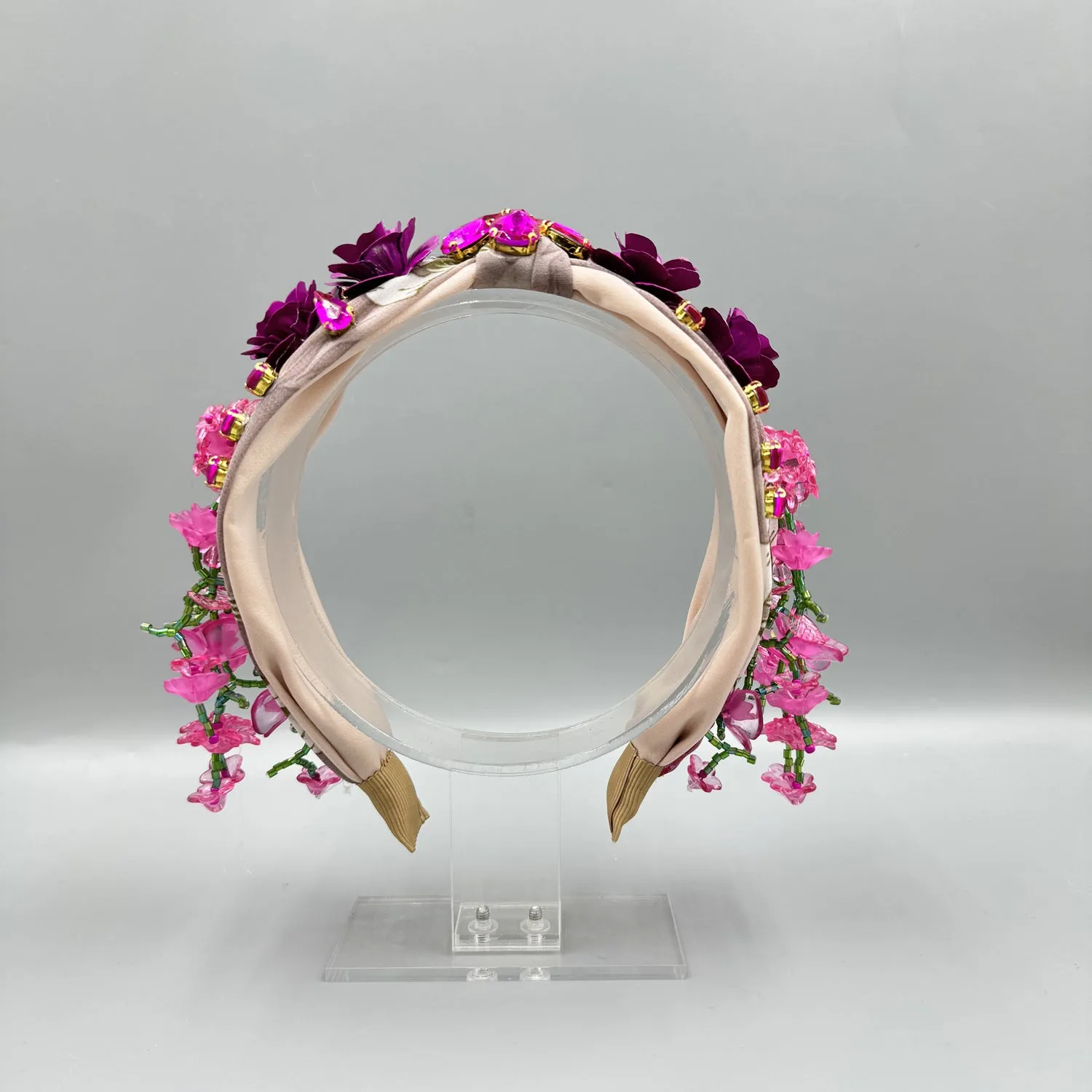 Beaded Crystal Tassel Flower Fabric Headband L4887