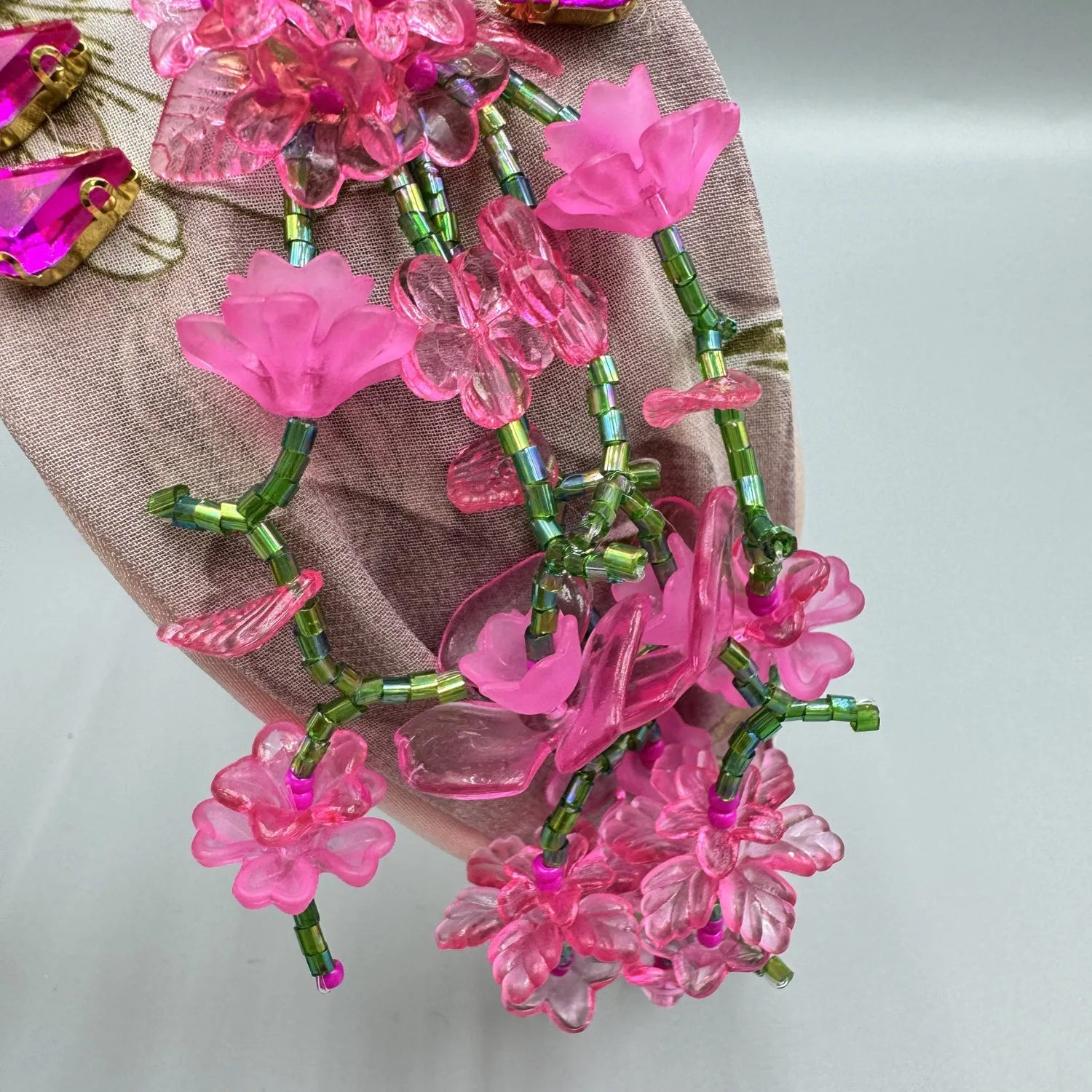 Beaded Crystal Tassel Flower Fabric Headband L4887