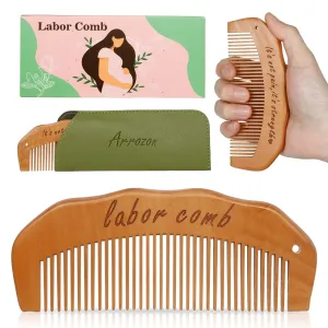 Birth Comb for Women Labor, Wooden Labor Comb Natural Labor and Delivery Essentials, Birthing Comb Labor Gifts for Pregnant Women, Wood Comb Baby Shower Gifts (Designed for Moms)