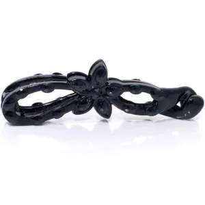 Black Flower Shaped Banana Clip with Studded Design