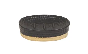 Black Gold Ribbon Crackle Soap Dish