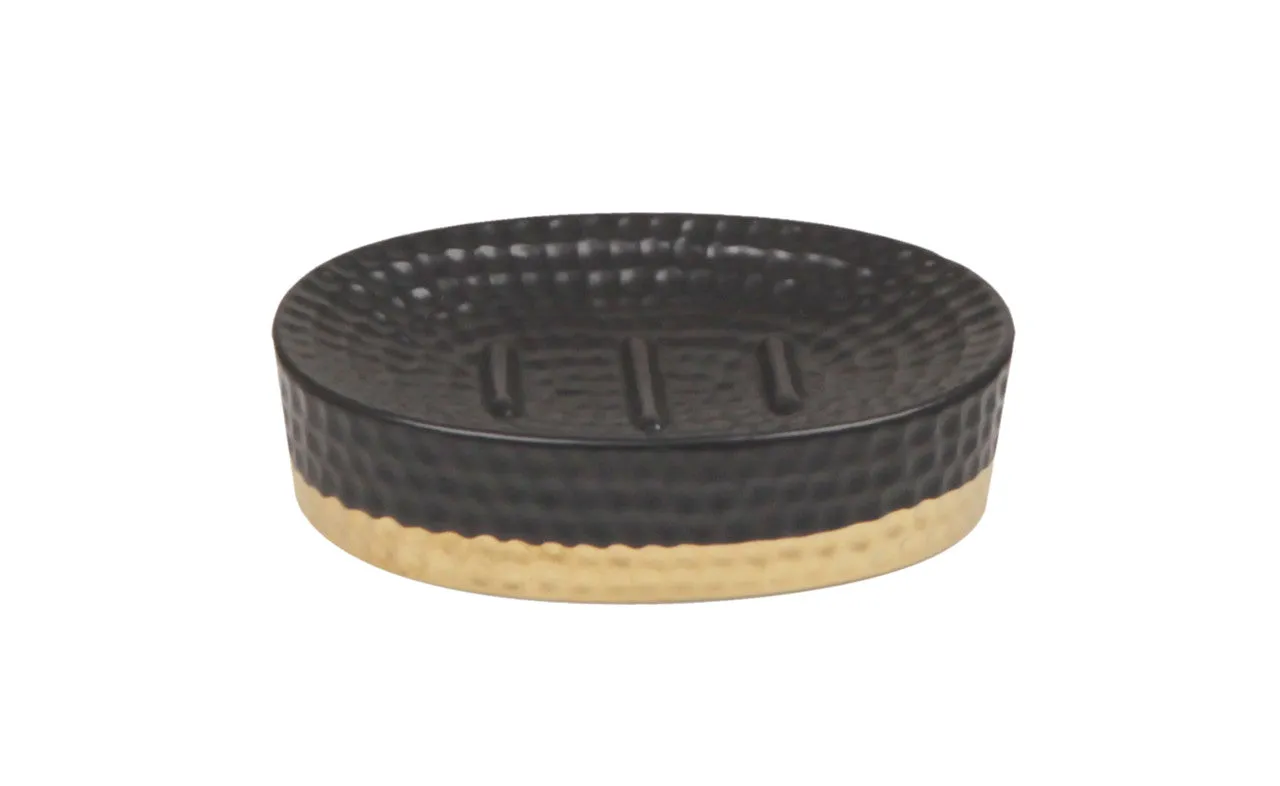 Black Gold Ribbon Crackle Soap Dish