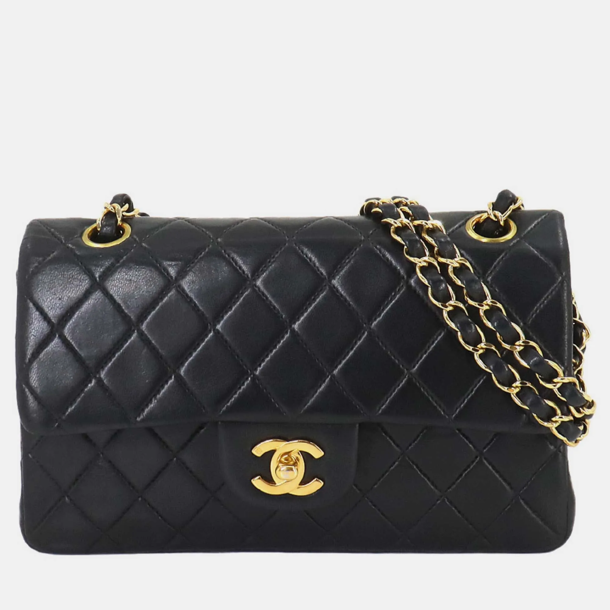 Black Leather Matelasse 23 Chain Shoulder Bag