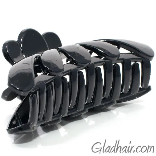 Black Medium Flower Style Curved Sided Plastic Claw