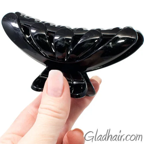Black Medium Flower Style Curved Sided Plastic Claw
