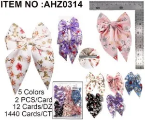 BOWKNOT FLOWER HAIRCLIP CH 6CLR ASST 11CM