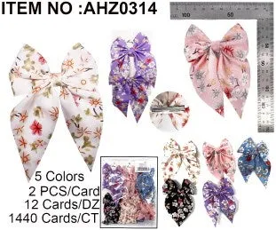 BOWKNOT FLOWER HAIRCLIP CH 6CLR ASST 11CM