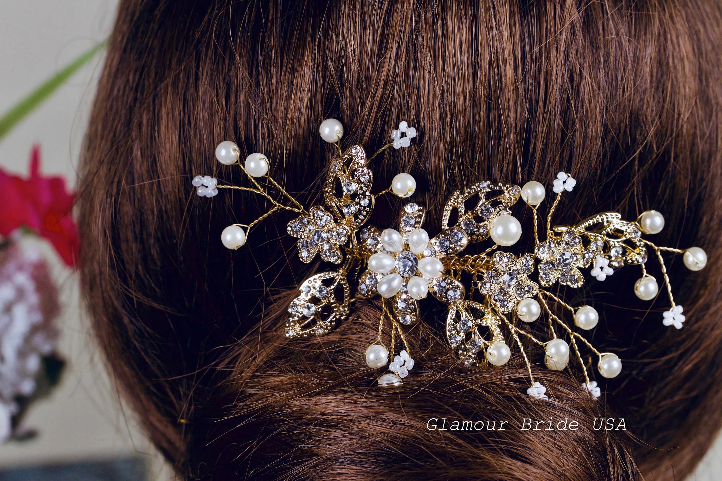 Bridal Hair Comb Gold Bridal Hair Piece Wedding  Hair Comb Gold  Bridal Hair Comb Wedding Hair Accessories Bridal Hair Accessories