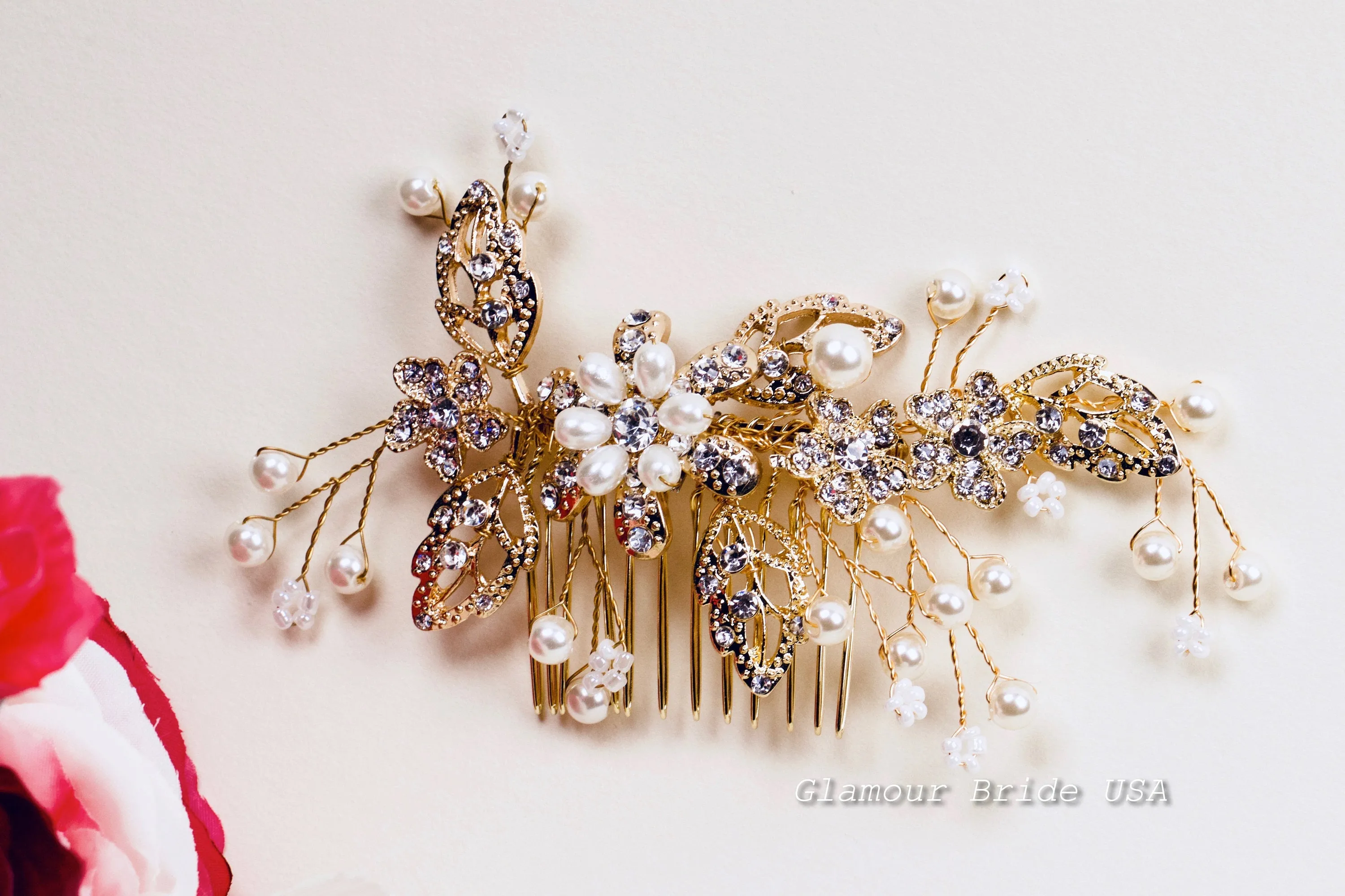 Bridal Hair Comb Gold Bridal Hair Piece Wedding  Hair Comb Gold  Bridal Hair Comb Wedding Hair Accessories Bridal Hair Accessories