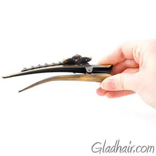 Bronze Colored Beak Clip with Flower Design with Crystals
