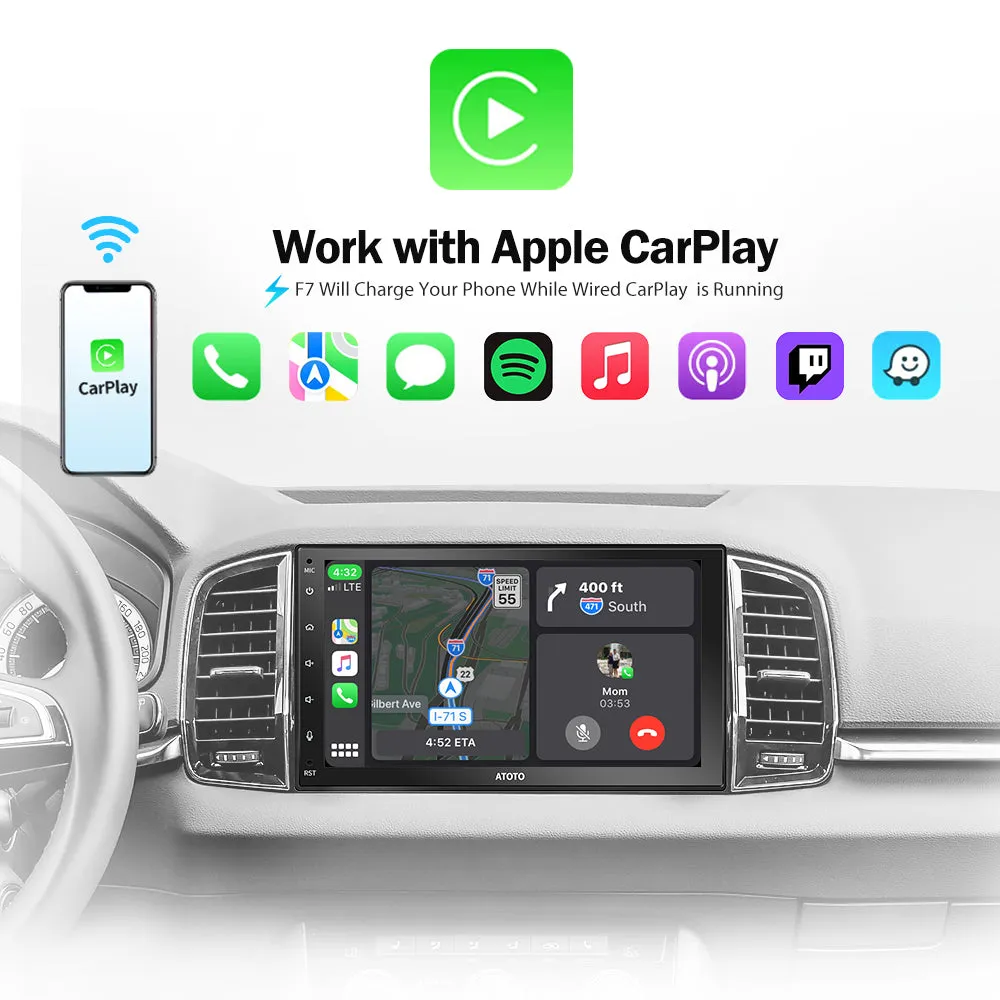 Car Stereo ATOTO F7 WE Wireless CarPlay & Android Auto Bluetooth Sensor Buttons