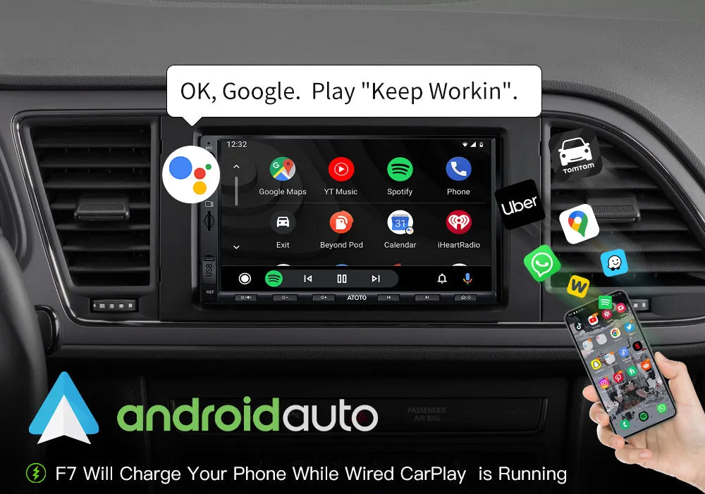 Car Stereo ATOTO F7 WE Wireless CarPlay & Android Auto Bluetooth With Buttons