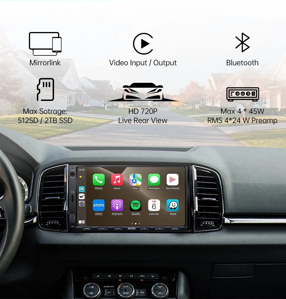 Car Stereo ATOTO F7 WE Wireless CarPlay & Android Auto Bluetooth With Buttons