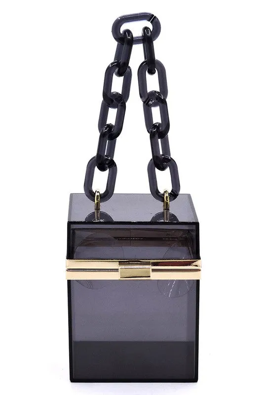 Chain Handle See Thru Crossbody Clutch