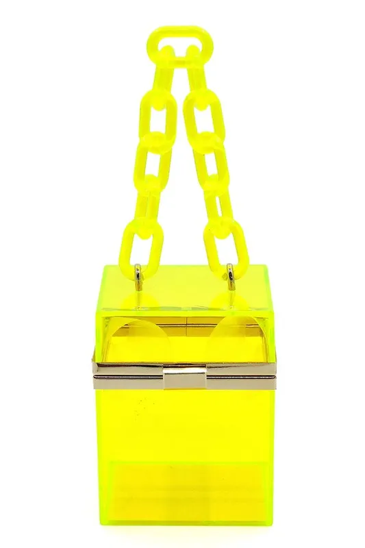 Chain Handle See Thru Crossbody Clutch