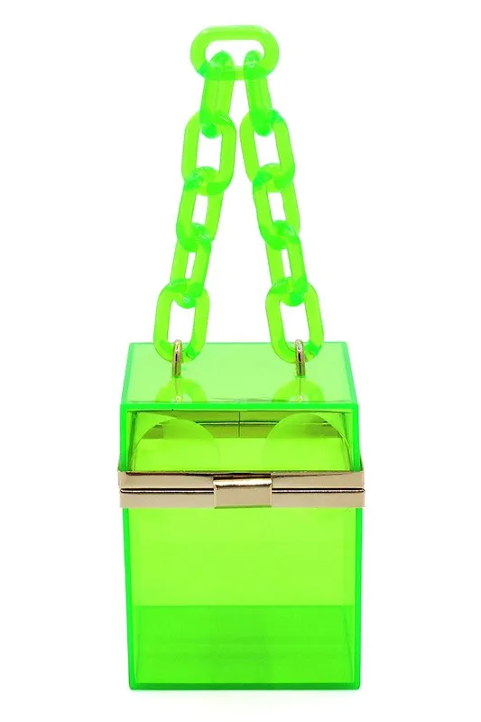 Chain Handle See Thru Crossbody Clutch