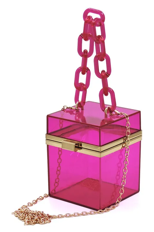 Chain Handle See Thru Crossbody Clutch