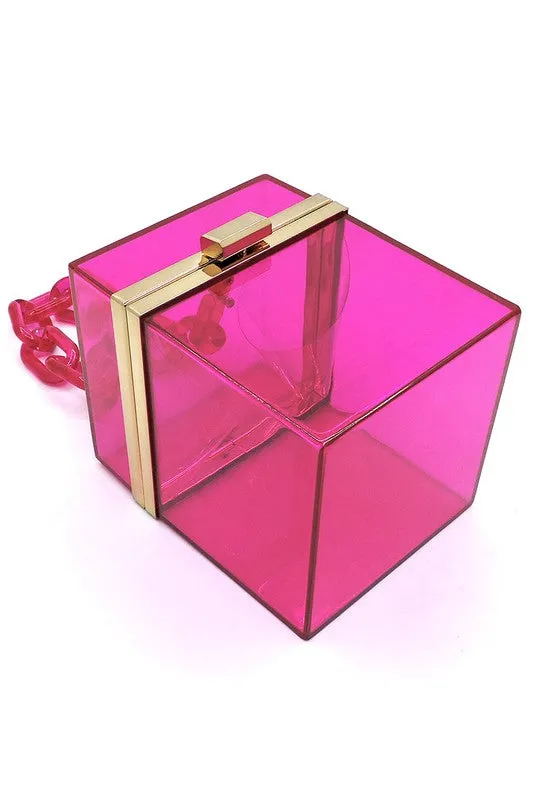 Chain Handle See Thru Crossbody Clutch