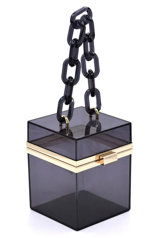 Chain Handle See Thru Crossbody Clutch