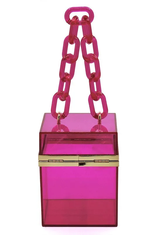 Chain Handle See Thru Crossbody Clutch